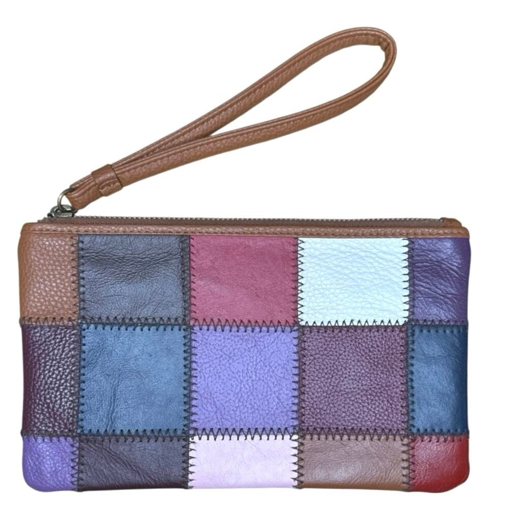 Kooba Leather Multicolor Patchwork Wristlet Clutc… - image 1